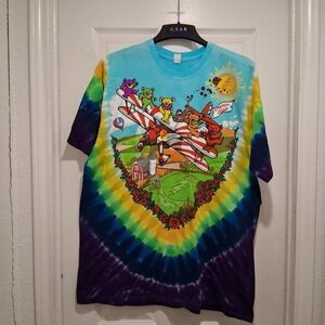 Grateful Dead Tie-Dye Bear Airplane Tee - Multicolor XL